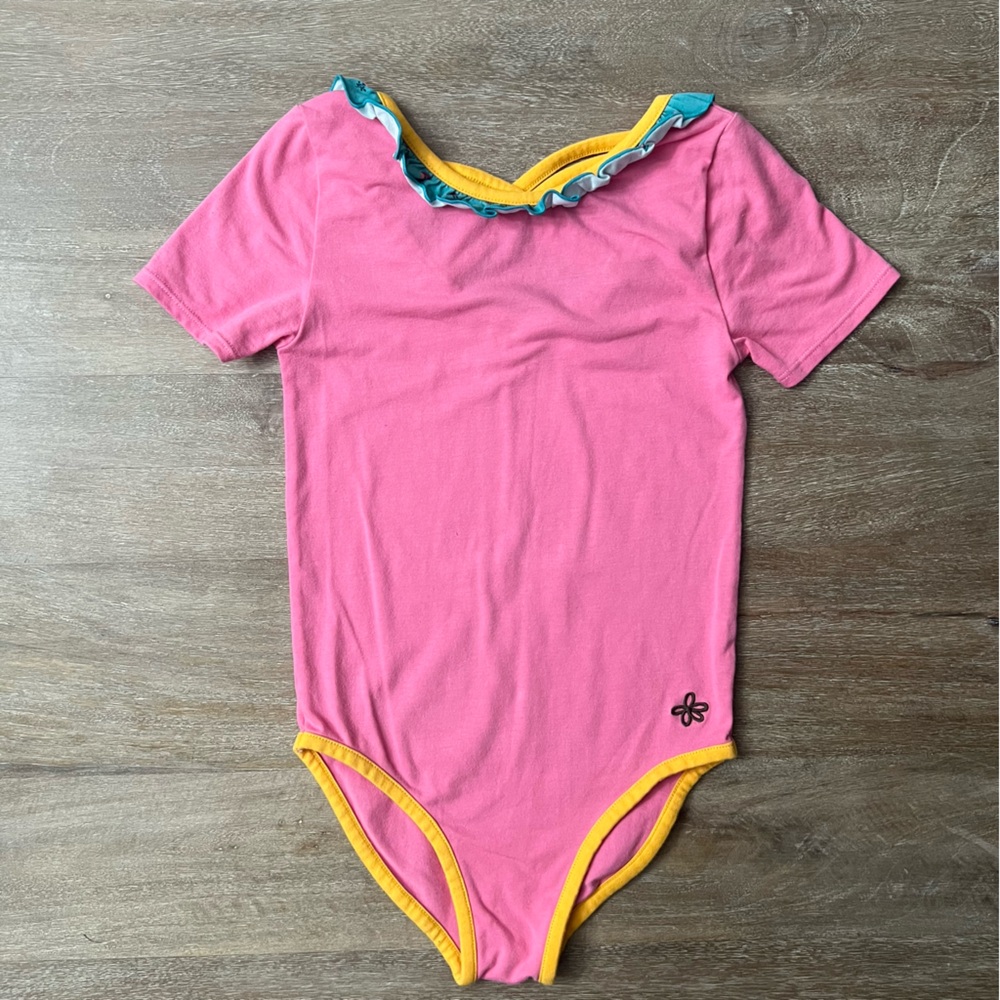 Matilda Jane Pink Yellow and Teal Bodysuit Leotard Girls Size 8